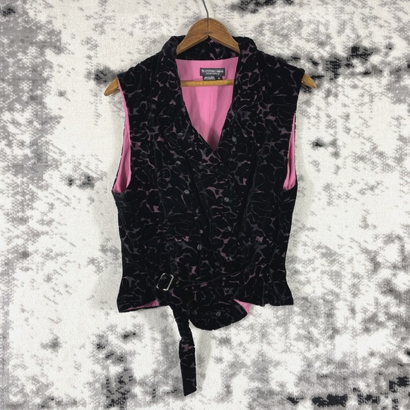 J. Peterman Jackets & Blazers - The J Peterman Company Jacket‎ Vest Womens Size 8 Black Velour Rayon Silk Floral